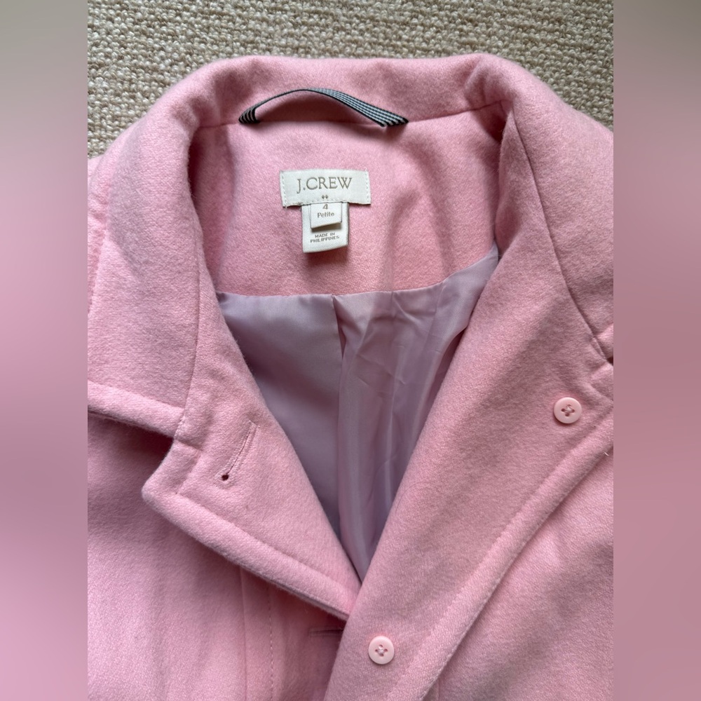 J Crew Pink Coat Wool Button Front Size 4 Petite - Picture 3 of 9